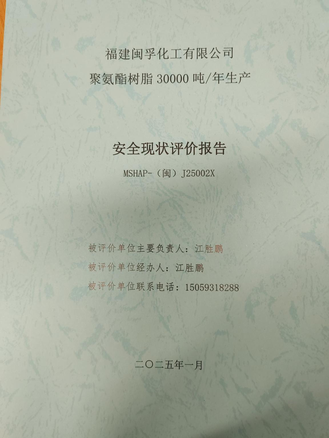 福建闽孚化工有限公司聚氨酯树脂30000吨/年生产安全现状评价 网上公开(图2)